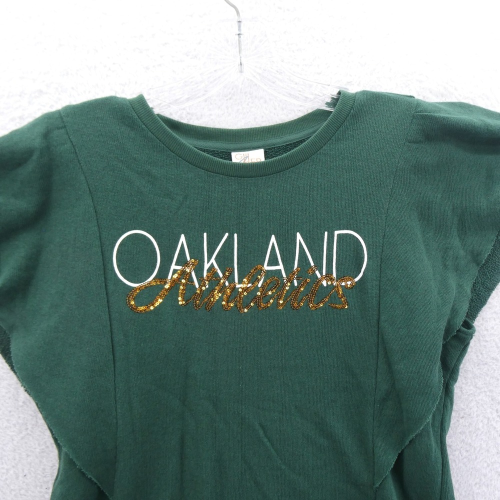 G-III 4Her Oakland Athletics Shirt Womens Medium Green Sequin Flutter Sleeve MLB - Picture 3 of 10